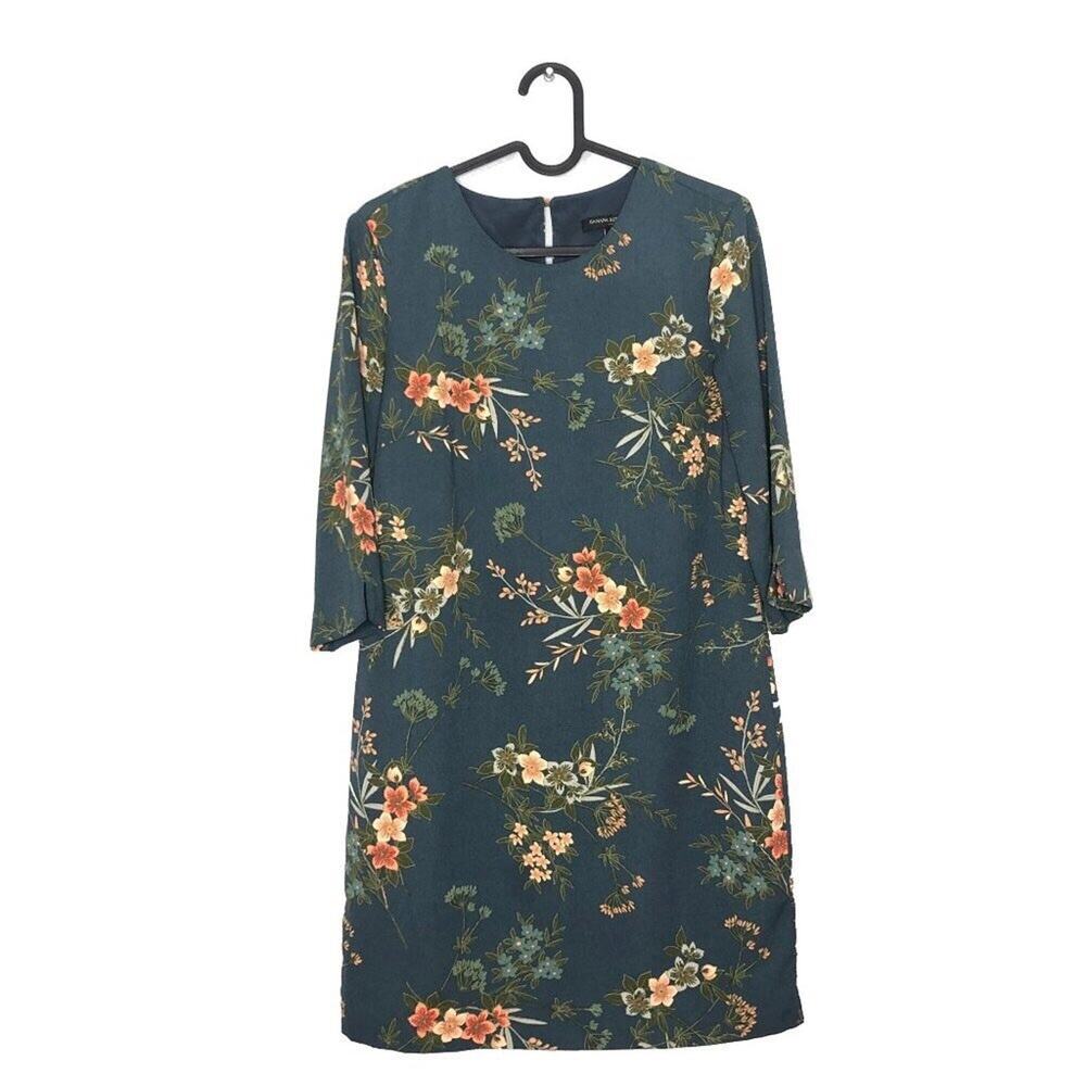 Banana Republic Teal Floral Shift Mini Dress 0